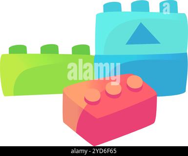 I blocchi colorati sono un giocattolo divertente ed educativo per i bambini, stimolando la creatività e le abilità motorie Illustrazione Vettoriale