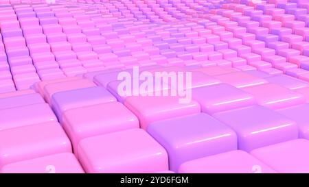 cubetti morbidi rosa viola astratti disposti a forma di onda Foto Stock