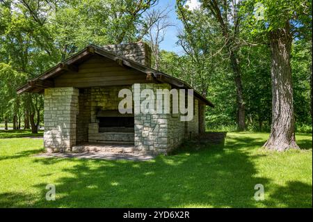 Picnic Shelter, costruito da CCC, nel Whitewater State Park nel sud-est del Minnesota Foto Stock