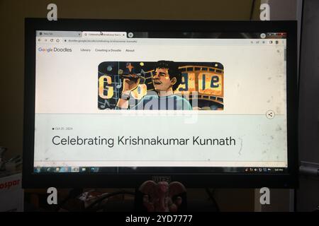 Siliguri, Bengala Occidentale, India. 25 ottobre 2024. In questo schermo del computer raffigurato a Siliguri su Google, cantante indiano onorato KK( Krishnakumar Kunnath) con un doodle animato nella loro home page di oggi. (Credit Image: © Diptendu Dutta/ZUMA Press Wire) SOLO PER USO EDITORIALE! Non per USO commerciale! Foto Stock