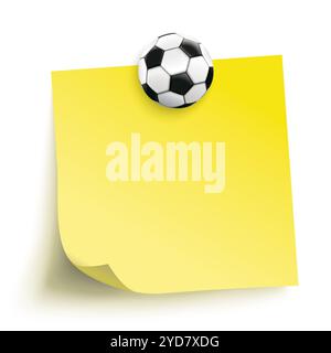 Calcio classico con adesivo giallo su sfondo grigio. File vettoriale EPS 10. Foto Stock