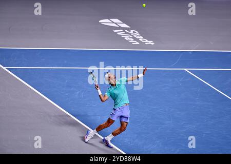 Vienna, Vienna, Austria. 25 ottobre 2024. Lorenzo Musetti d'Italia, serve durante l'Erste Bank Open - ATP500, Mens Tennis (Credit Image: © Mathias Schulz/ZUMA Press Wire) SOLO PER USO EDITORIALE! Non per USO commerciale! Foto Stock