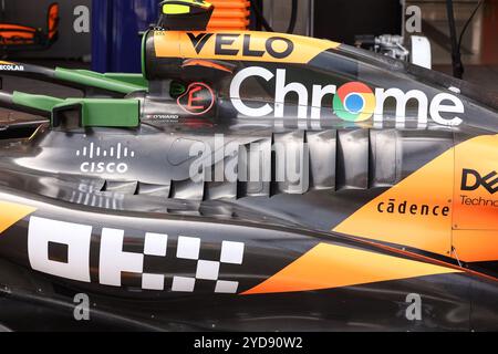 Città del Messico, Mexique. 25 ottobre 2024. McLaren F1 Team MCL38, dettaglio meccanico raffreddamento prese d'aria, aerodinamismo, aerodinamica, aerodinamica durante il Gran Premio de la Ciudad de Mexico 2024 di Formula 1, 20° round del Campionato del mondo di Formula 1 2024 dal 25 al 27 ottobre 2024 sull'autodromo Hermanos Rodriguez, città del Messico, Messico - foto Eric Alonso/DPPI credito: DPPI Media/Alamy Live News Foto Stock