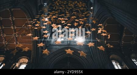 Ripon Cathedral, Ripon, North Yorkshire, Regno Unito. Vista sulla cattedrale di Ripon e sui suoi dintorni alla fine di ottobre 2024. Fotografia con luce catturata/Alamy News. Foto Stock