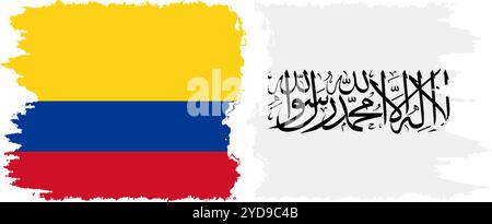 Afghanistan e Colombia grunge bandiere connessione, vettore Illustrazione Vettoriale