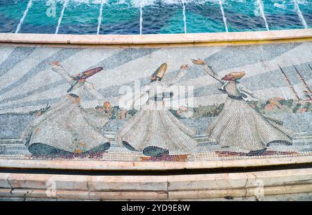 ISTANBUL, TURCHIA - 23 GIUGNO 2016: «The Whirling Dervish» - il mosaico sulla base della fontana danzante di Sultanahmet. Istanbul, Turchia Foto Stock