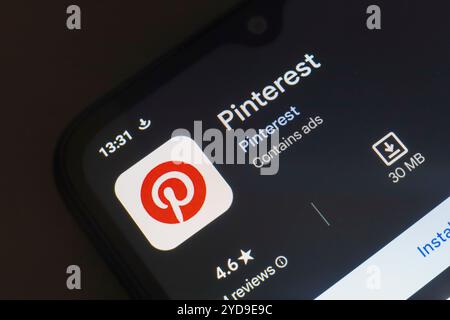 25 ottobre 2024, Brasile. In questa immagine, il logo dell'app Pinterest viene visualizzato sullo schermo di uno smartphone Foto Stock