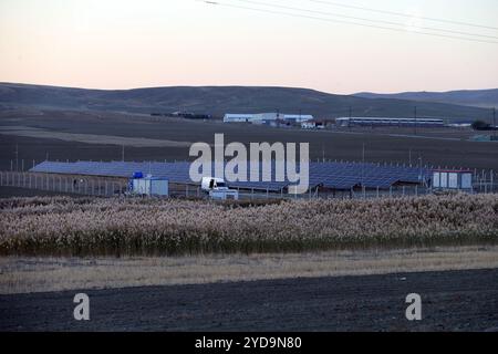 (241025) -- KONYA (T? RKIYE), 25 ottobre 2024 (Xinhua) -- foto scattata il 25 ottobre 2024 mostra i pannelli solari a Konya, T¨¹rkiye. L'energia solare rinnovabile sta guadagnando popolarità in T¨¹rkiye. Tuttavia, la disattivazione dei pannelli solari potrebbe rappresentare sfide significative per il paese, hanno affermato gli esperti turchi, chiedendo una gestione efficace dei rifiuti dei pannelli solari. (Mustafa Kaya/handout via Xinhua) credito: Xinhua/Alamy Live News Foto Stock