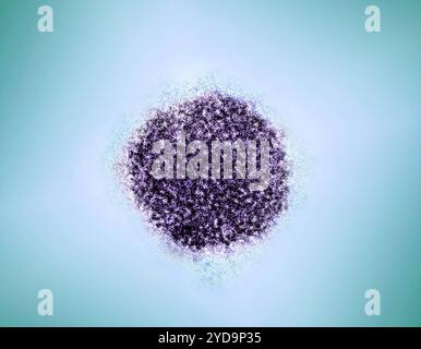 Micrografia elettronica a trasmissione colorata di un virion dell'epatite C. Epatite C 016867 060 Foto Stock