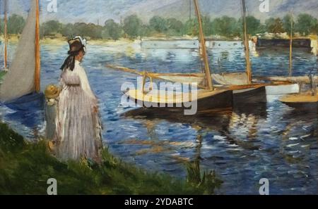 Edouard Manet pittura, rive della Senna ad Argenteuil. 1874. Pittura modernista francese. xix secolo. Foto Stock