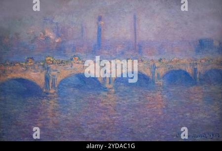 Claude Monet, Waterloo Bridge, effetto luce solare. 1903. Dipinti impressionisti, dalla serie di Monet Waterloo Bridge, paesaggio londinese degli anni '1900 Foto Stock