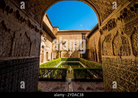 Il Real Alcazar (Palazzo reale) del X secolo, sito patrimonio dell'umanità dell'UNESCO, Siviglia, Andalusia, Spagna. Foto Stock