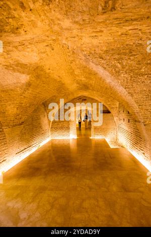 Cisterna sotterranea nel Real Alcazar (Palazzo reale) del X secolo, sito patrimonio dell'umanità dell'UNESCO, Siviglia, Andalusia, Spagna. Foto Stock