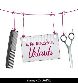 Testo tedesco Wir machen Urlaub, Traduci andiamo in vacanza. File vettoriale EPS 10. Foto Stock