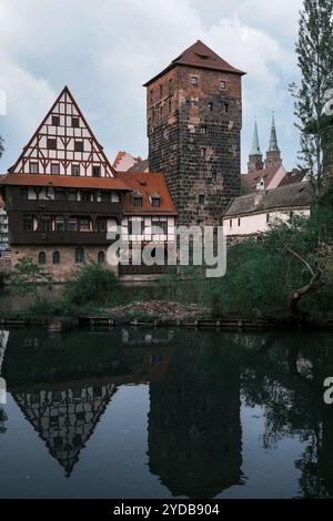 Vista della città vecchia di Norimberga, in Germania. Foto Stock