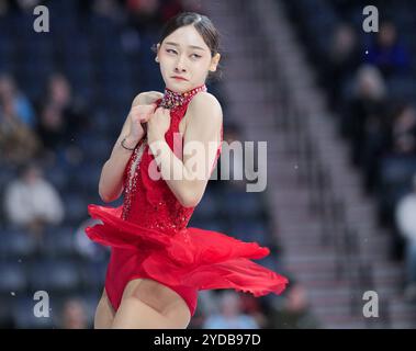 Seoyeong Wi of Korea pattina durante il programma Women Short alla competizione ISU di pattinaggio artistico Skate Canada il 25 ottobre 2024 ad Halifax, in Canada. Crediti: Mathieu Belanger/AFLO/Alamy Live News Foto Stock