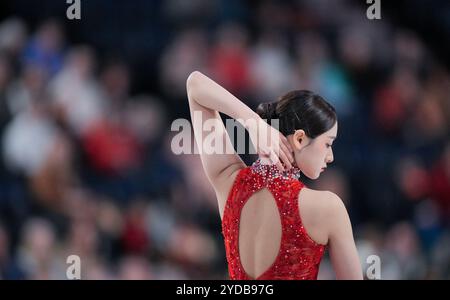 Seoyeong Wi of Korea pattina durante il programma Women Short alla competizione ISU di pattinaggio artistico Skate Canada il 25 ottobre 2024 ad Halifax, in Canada. Crediti: Mathieu Belanger/AFLO/Alamy Live News Foto Stock