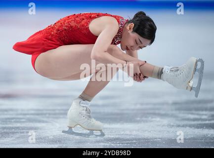 Seoyeong Wi of Korea pattina durante il programma Women Short alla competizione ISU di pattinaggio artistico Skate Canada il 25 ottobre 2024 ad Halifax, in Canada. Crediti: Mathieu Belanger/AFLO/Alamy Live News Foto Stock