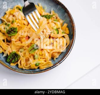 Spaghetti italiani al bivio da vicino Foto Stock