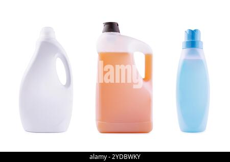 Diversi flaconi di plastica con liquido di lavaggio Foto Stock