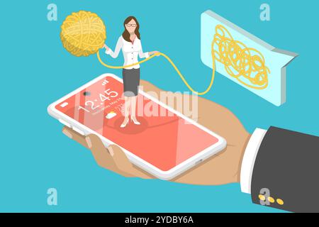 3D Isometric Flat Concept of Online Psychological Assistance Service, Psychological and mental problems solving. F isometrica 3D Foto Stock