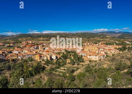 Vista panoramica di Rubielos de Mora nella provincia di Teruel, è una delle città più belle della Spagna Foto Stock