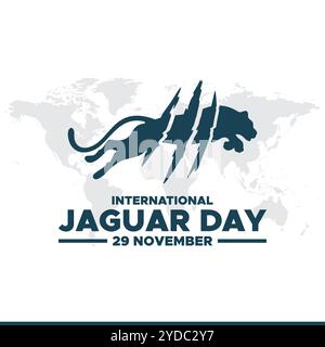 Illustrazione vettoriale della giornata internazionale Jaguar il 29 novembre. Design del banner per la giornata internazionale Jaguar. Illustrazione Vettoriale