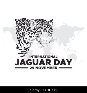 Illustrazione vettoriale della giornata internazionale Jaguar il 29 novembre. Design del banner per la giornata internazionale Jaguar. Illustrazione Vettoriale