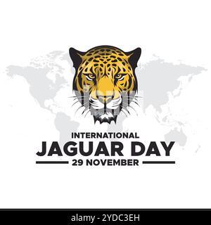 Illustrazione vettoriale della giornata internazionale Jaguar il 29 novembre. Design del banner per la giornata internazionale Jaguar. Illustrazione Vettoriale