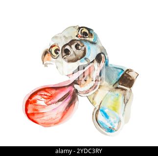 Ridicolo cucciolo. Acquerello disegnata a mano illustrazione isolato Foto Stock