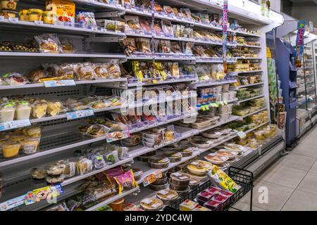 Questo è un frigorifero pieno di cibo in un Seven Eleven, un popolare minimarket aperto l'11 giugno 2023 a Tokyo, Giappone Foto Stock