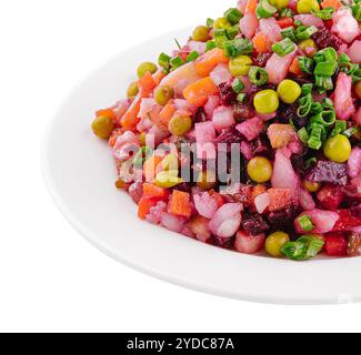 Vinaigrette per insalata con verdure bollite sul piatto Foto Stock