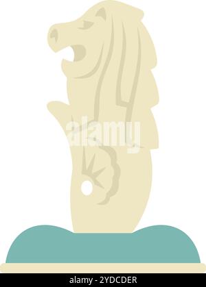 Statua del Merlion, il famoso simbolo di singapore che rappresenta una creatura mitica con la testa di leone e il corpo di un pesce Illustrazione Vettoriale