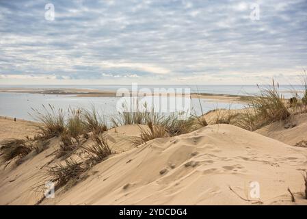 Vista della Baia di Arcachon e la duna del Pyla, Aquitaine, Francia Foto Stock