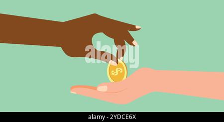 Illustrazione del vettore Hand Give Money Coin Illustrazione Vettoriale