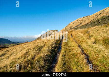 Vecchia pendenza acciottolata a Loftend Quarry, Crowden nella Longdendale Valley, North Derbyhsire, Inghilterra. Foto Stock