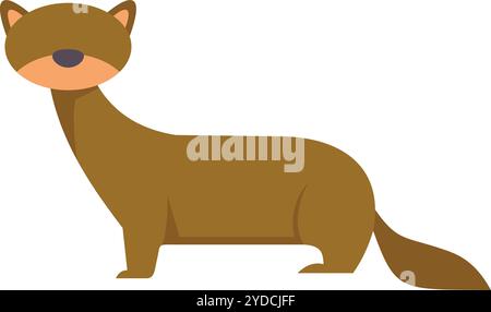 Semplice e colorata illustrazione vettoriale di un furetto marrone in piedi su quattro gambe, isolato su uno sfondo bianco Illustrazione Vettoriale