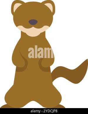 Illustrazione stilizzata di un furetto in piedi sulle zampe posteriori, isolato su uno sfondo bianco Illustrazione Vettoriale