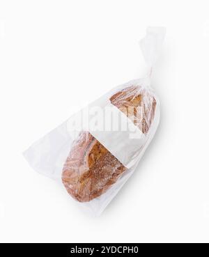 Pane in sacchetto di plastica con vista dall'alto Foto Stock