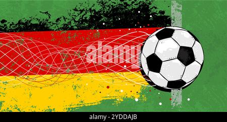 Calcio, sfondo di calcio con bandiera tedesca Illustrazione Vettoriale
