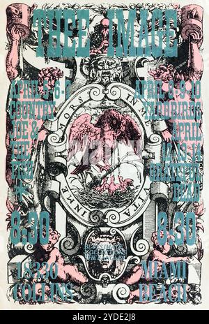 Grateful Dead, Yardbirds, Miami Beach, Florida - poster per concerti in stile psichedelico e vintage anni '1960 - Thee Image nightclub - 1968 Foto Stock