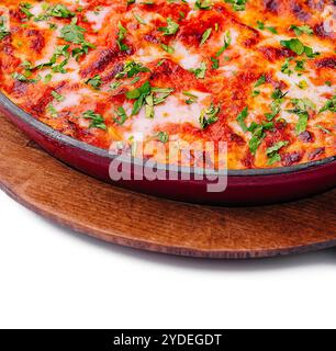 Lasagne calde cotte in una padella Foto Stock