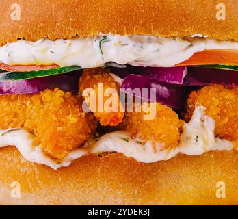 Hamburger di pesce americano primo piano Foto Stock
