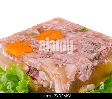 Antipasto freddo, gelatina in porzioni di maiale, manzo e pollo in primo piano Foto Stock