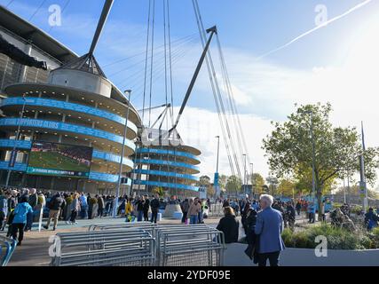 Etihad Stadium, Manchester, Regno Unito. 26 ottobre 2024. Premier League Football, Manchester City contro Southampton; Vista esterna dell'Etihad Stadium credito: Action Plus Sports/Alamy Live News Foto Stock