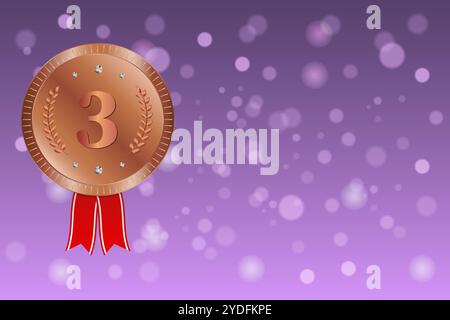 Medaglia di bronzo per il 3° posto sul lato con sfondo effetto bokeh Foto Stock