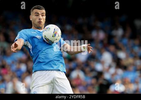 Napoli, Italia. 26 ottobre 2024. Alessandro Buongiorno del Napoli durante la partita di calcio di serie A tra Napoli e Lecce allo Stadio Diego Armando Maradona di Napoli - sabato 26 ottobre 2024. Sport - calcio . (Foto di Alessandro Garofalo/LaPresse) credito: LaPresse/Alamy Live News Foto Stock