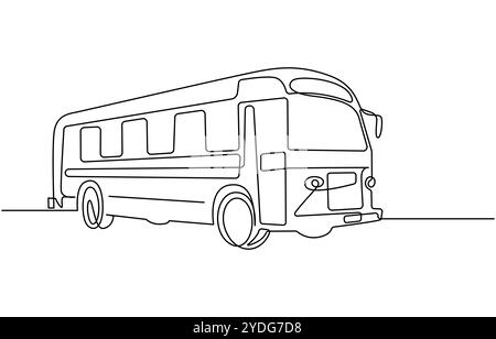 disegno continuo di una linea di un bellissimo scuolabus. illustrazione grafica astratta a tema didattico, disegno a linea continua bus uno Illustrazione Vettoriale