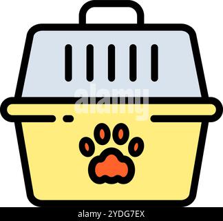 Simbolo semplice del trasporto di animali domestici. Comodo viaggio con gli animali. Salute e benessere degli animali domestici. Icona a colori per la cura del corpo isolata su sfondo bianco. Illustrazione Vettoriale