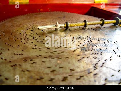 Meccanismo di riproduzione del Music box dei primi anni del XX secolo Foto Stock